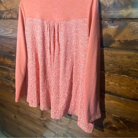 LOGO Lounge By Lori Goldstein Zip Front Cardigan W/ Lace Back Women's Size M - Picture 14 of 16